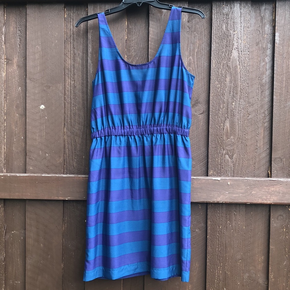 NWT LOFT Two Toned Blue/Purple Striped Dress
